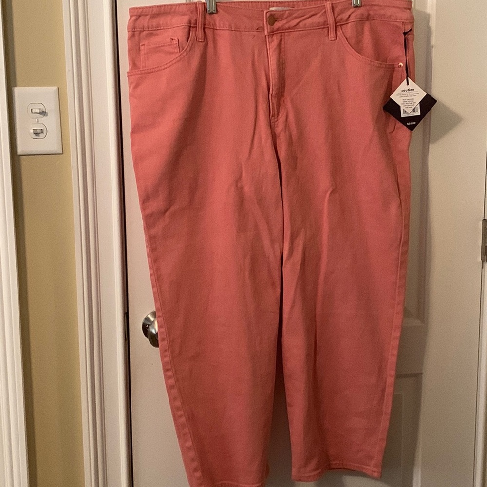 NWT Ava & Viv coral high-rise slim straight stretch size 22W jeans